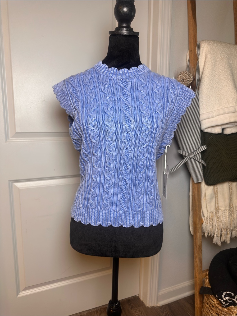 Free Assembly Light Blue Cable Knit Sleeveless Sweater Top / BNWT